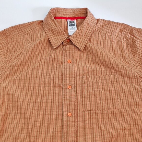 The North Face button down shirt men's size L orange-brown short sleeve cotton - Picture 2 of 9